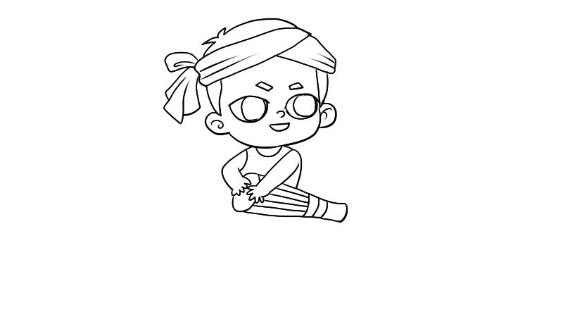 少数民族简笔画打鼓