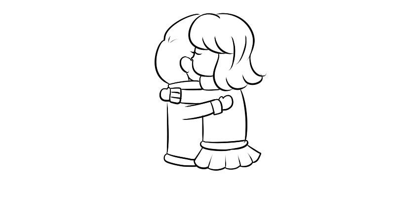 情侣拥抱简笔画 情侣拥抱的画法