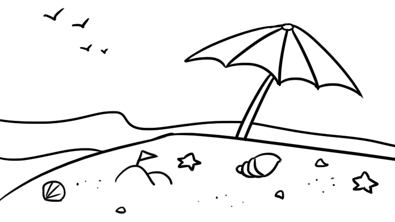 海滩简笔画 海滩怎么画好看