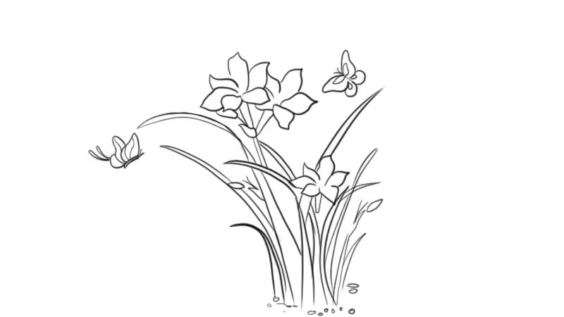 花朵和蝴蝶简笔画图片