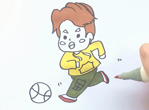 打篮球的小男孩简笔画