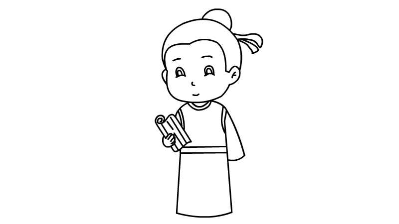 古人看书简笔画