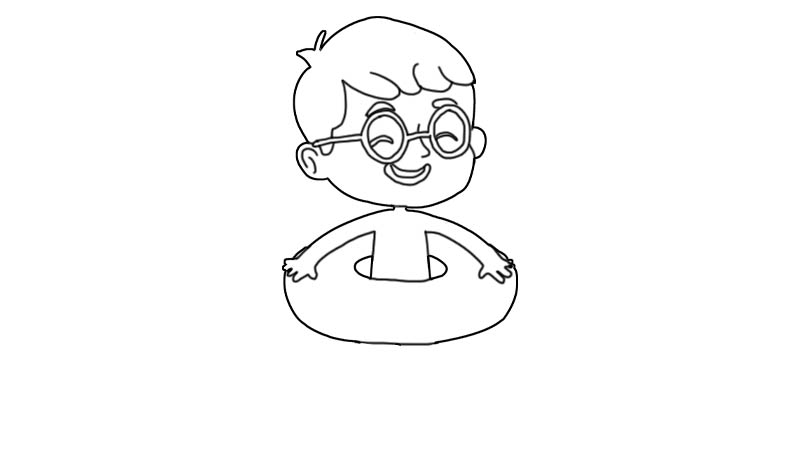 带游泳圈的小男孩简笔画画法  带游泳圈的小男孩简笔画步骤