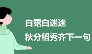 白露白迷迷秋分稻秀齐下一句（白露白迷迷秋分稻秀齐的意思）