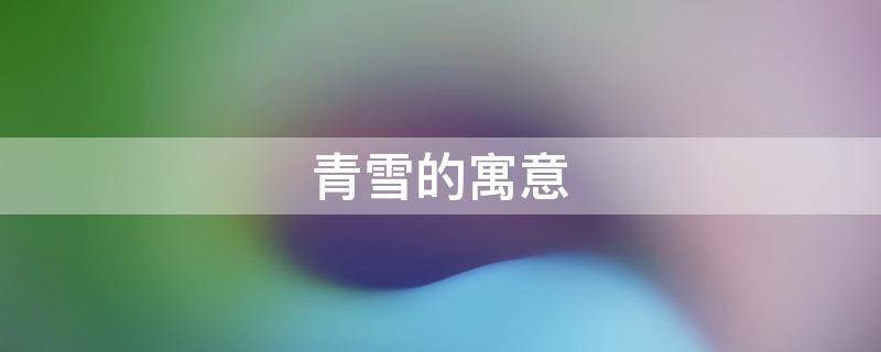青雪的寓意（雨青的寓意）