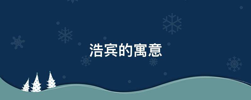 浩宾的寓意 浩滨的寓意