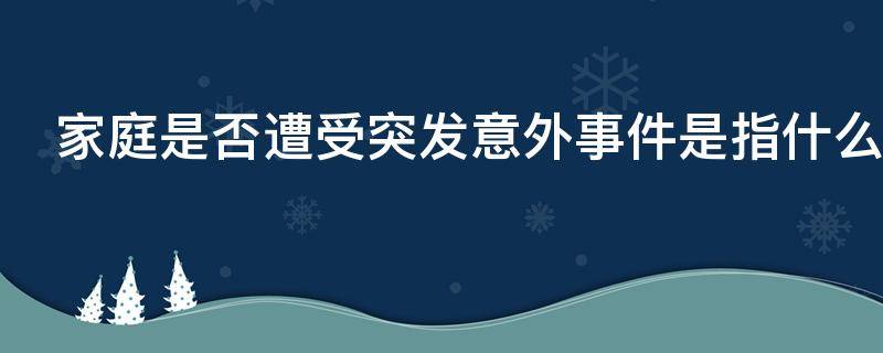家庭是否遭受突发意外事件是指什么 家庭是否遭遇突发意外事件
